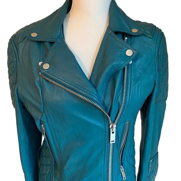 Samantha Sipos New York Leather Quilted Bomber Jacket Size Medium - Picture 6 of 9